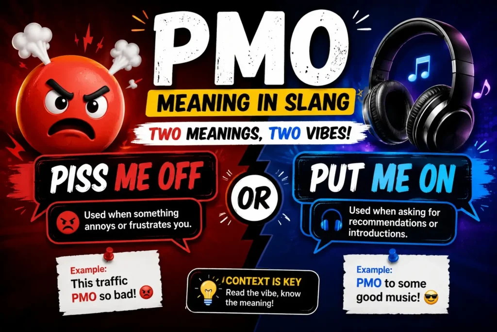 PMO meaning in slang Piss Me Off or Put Me On